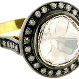antique rings 1.04 Tcw  Rose Cut Diamond 925 Sterling Silver vintage diamond jewelry