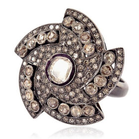 rose cut rings 2.27 Tcw  Rose Cut Diamond 925 Sterling Silver victorian jewelry