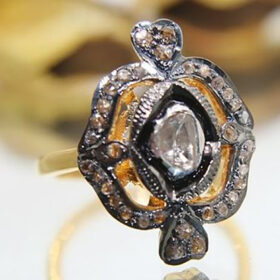 vintage engagement rings 1.2 Tcw  Rose Cut Diamond 925 Sterling Silver art deco jewelry