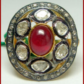 victorian rings 3.58 Tcw Ruby Rose Cut Diamond 925 Sterling Silver antique vintage jewelry