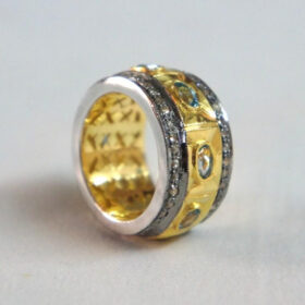 antique rings 5.52 Tcw Topaz Rose Cut Diamond 925 Sterling Silver fine antique jewelry