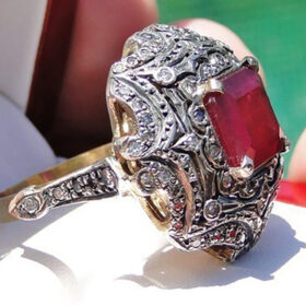 rose cut rings 3.82 Tcw Ruby Rose Cut Diamond 925 Sterling Silver antique jewelry