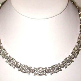 uncut necklace 7 Tcw  Rose Cut Diamond 925 Sterling Silver antique vintage jewelry