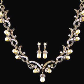 antique necklace 39 Tcw Pearl Rose Cut Diamond 925 Sterling Silver victorian jewelry