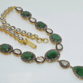 vintage necklaces 27 Tcw Emerald Rose Cut Diamond 925 Sterling Silver art deco jewelry