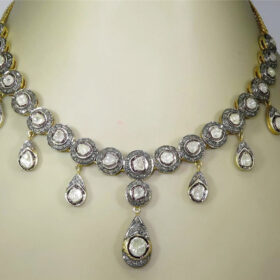 vintage necklaces 16.5 Tcw  Rose Cut Diamond 925 Sterling Silver art deco jewelry