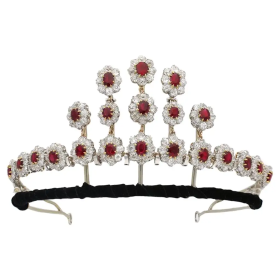 Princess Crown 210 Pcs Cubic Zirconia Diamond & 21 Carat Ruby 70 Gms 925 Sterling Silver
