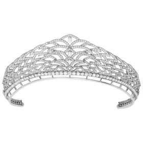 Bridal Crown 1090 Pcs Cubic Zirconia Diamond 110 Gms 925 Sterling Silver