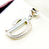 Silver letter D pendant with embedded diamonds