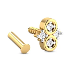 RadiantGlimmer Diamond Nose Pin In 14Kt Yellow Gold (0.561 gram) with Diamonds (0.06 Ct)