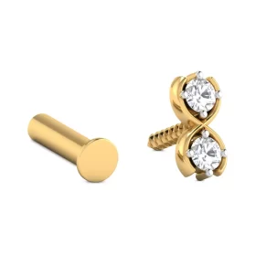 TwinkleBreeze Diamond Nose Pin In 14Kt Yellow Gold (0.648 gram) with Diamonds (0.04 Ct)