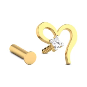 ShimmerDazzle  Diamond Nose Pin In 14Kt Yellow Gold (0.648 gram) with Diamonds (0.05 Ct)