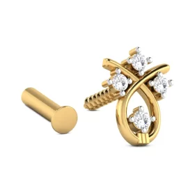 GleamGlint Diamond Nose Pin In 14Kt Yellow Gold (0.907 gram) with Diamonds (0.06 Ct)