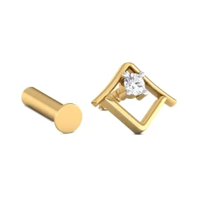 LuminarySpark Diamond Nose Pin In 14Kt Yellow Gold (0.648 gram) with Diamonds (0.05 Ct)