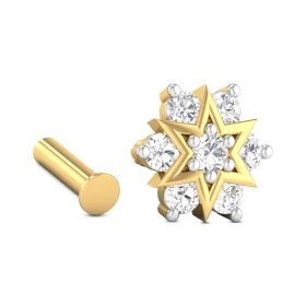 RadianceDroplet Diamond Nose Pin In 14Kt Yellow Gold (0.821 gram) with Diamonds (0.1 Ct)