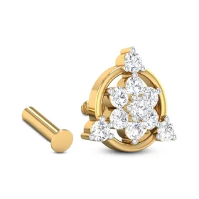 GlimmerGlow Diamond Nose Pin In 14Kt Yellow Gold (0.657 gram) with Diamonds (0.1 Ct)