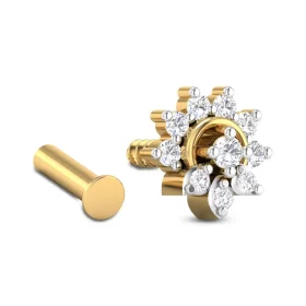 ShineBurst Diamond Nose Pin In 14Kt Yellow Gold (0.752 gram) with Diamonds (0.1 Ct)