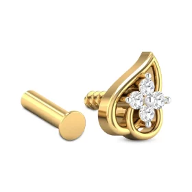 SparklingAura Diamond Nose Pin In 14Kt Yellow Gold (0.665 gram) with Diamonds (0.04 Ct)