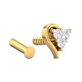 GleamingGem Diamond Nose Pin In 14Kt Yellow Gold (0.639 gram) with Diamonds (0.06 Ct)