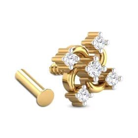 TwinkleDust Diamond Nose Pin In 14Kt Yellow Gold (0.691 gram) with Diamonds (0.1 Ct)