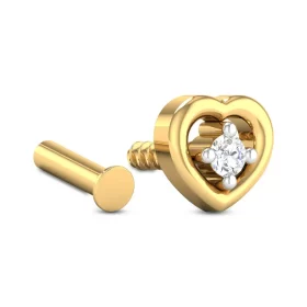 LuminousGleam Diamond Nose Pin In 14Kt Yellow Gold (0.682 gram) with Diamonds (0.1 Ct)