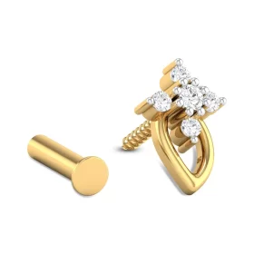 DazzleGlitter Diamond Nose Pin In 14Kt Yellow Gold (0.371 gram) with Diamonds (0.075 Ct)