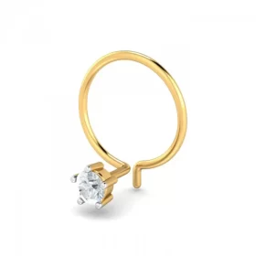 GlimmerGlaze Diamond Nose Pin In 14Kt Yellow Gold (0.25 gram) with Diamonds (0.05 Ct)