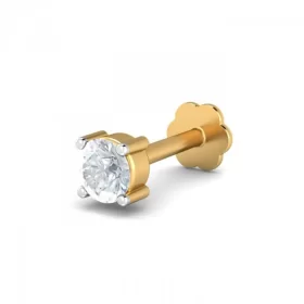 GlintGlimmer Diamond Nose Pin In 14Kt Yellow Gold (0.3 gram) with Diamonds (0.06 Ct)