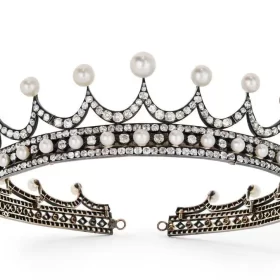 Unique 77.3 Carat Diamond 925 Sterling Silver Queen Crown