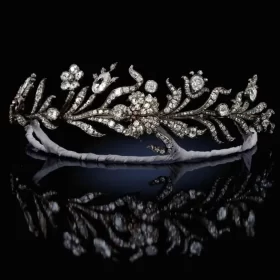 Adorable 37.7 Carat Diamond 925 Sterling Silver Queen Crown