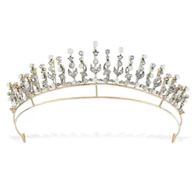 Contemporary 40.36 Carat Diamond 925 Sterling Silver Royal Tiara