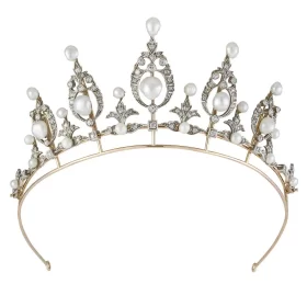 Designer 34.92 Carat Diamond 925 Sterling Silver Bridal Tiara