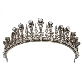 Floral 9.49 Carat Diamond 925 Sterling Silver Princess Tiara