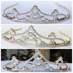 Stylish 6.28 Carat Diamond 925 Sterling Silver Royal Tiara