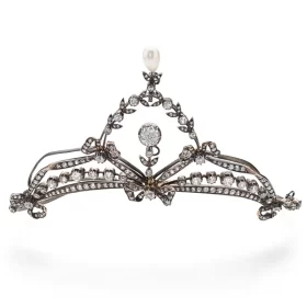 Bold 13.44 Carat Diamond 925 Sterling Silver Bridal Tiara