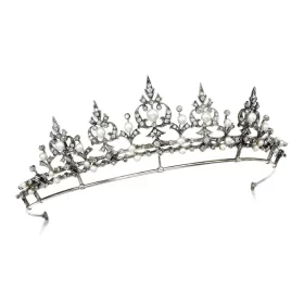 Designer 25.22 Carat Diamond 925 Sterling Silver Bridal Tiara