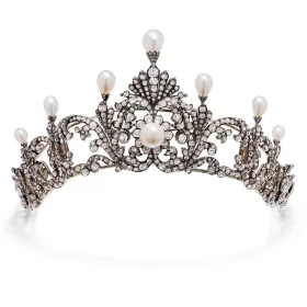 Elegant 56.92 Carat Diamond 925 Sterling Silver Queen Tiara