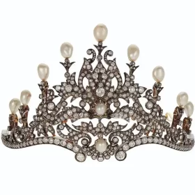 Graceful 72.52 Carat Diamond 925 Sterling Silver Royal Tiara