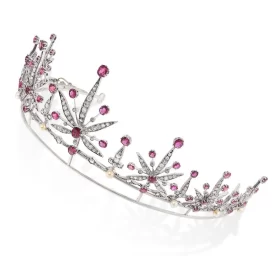 Adorable 66.02 Carat Diamond 925 Sterling Silver Princess Tiara