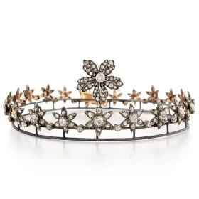 Classic 9.385 Carat Diamond 925 Sterling Silver Princess Tiara