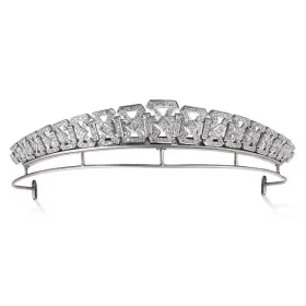 Glittering 7.98 Carat Diamond 925 Sterling Silver Bridal Tiara