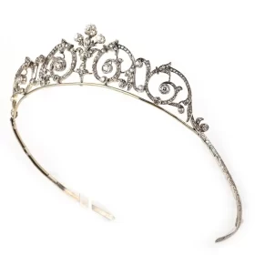 Floral 11.57 Carat Diamond 925 Sterling Silver Queen Tiara