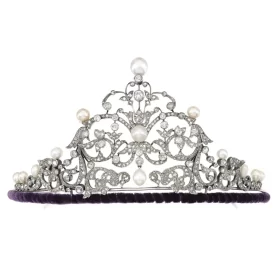 Flawless 44.8 Carat Diamond 925 Sterling Silver Princess Tiara