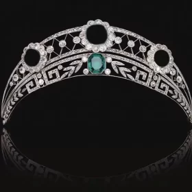 Innovative 23 Carat Diamond Emerald 115 Gms 14Kt White Gold Bridal Crown