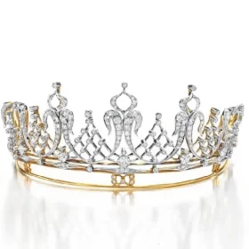 Elegant 6.08 Carat Diamond  60.8 Gms 14Kt White Gold Birthday Crown