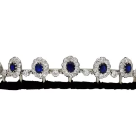 Exatic 26 Carat Diamond Blue Sapphire 39Gms 14Kt White Gold Princess Headband