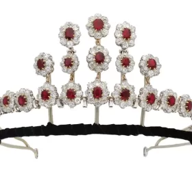 Bold 50.4 Carat Diamond ruby 60.48 Gms 14Kt White Gold Birthday Tiara