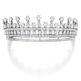 Glittering 261 Pcs Cubic Zirconia Diamond 78.3 Gms 925 Sterling Silver Bridal Crown