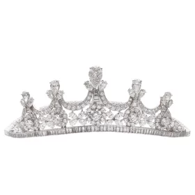 Glittering 276 Pcs Cubic Zirconia Diamond 49.68 Gms 925 Sterling Silver Wedding Tiara