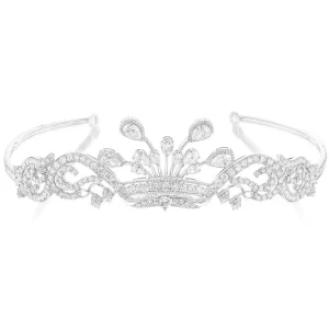 Flawless 342 Pcs Cubic Zirconia Diamond 68.4 Gms 925 Sterling Silver Birthday Tiara